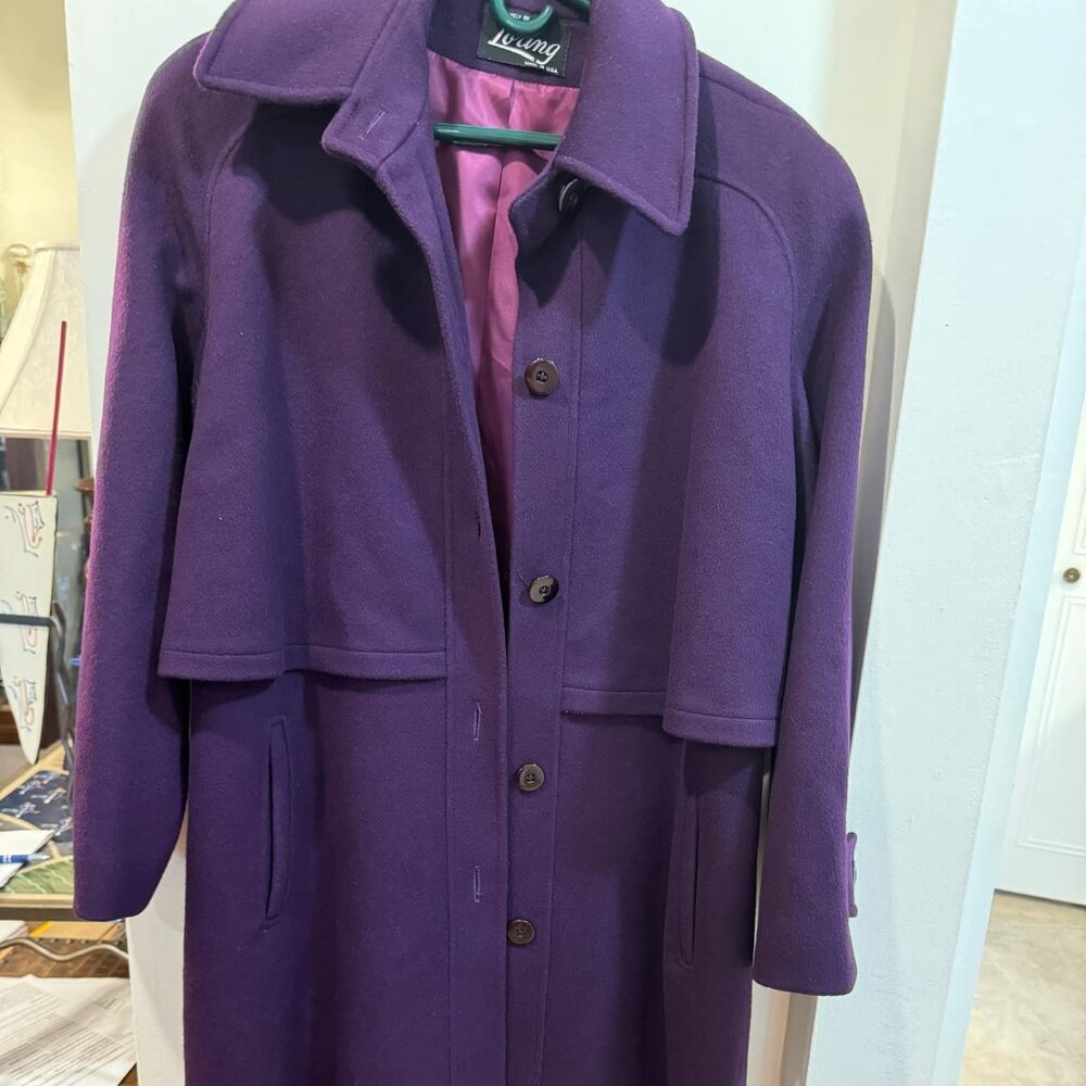 Vintage Loring 100% Wool Coat – Purple, Size XL